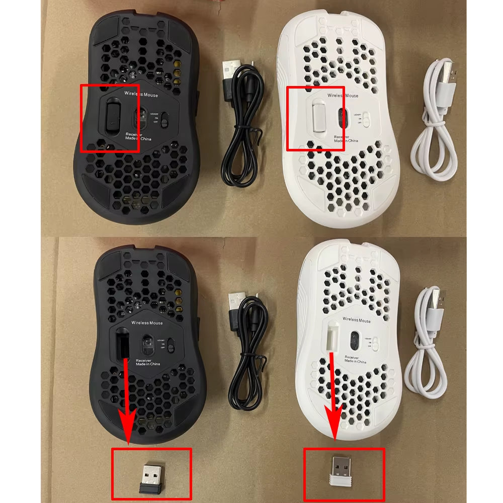 2.4G Wireless RGB Backlit Honeycomb Gaming Mouse - Ergonomic Design, 6 Buttons, and Adjustable 3-Speed DPI for Enhanced Precision