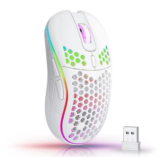 2.4G Wireless RGB Backlit Honeycomb Gaming Mouse - Ergonomic Design, 6 Buttons, and Adjustable 3-Speed DPI for Enhanced Precision